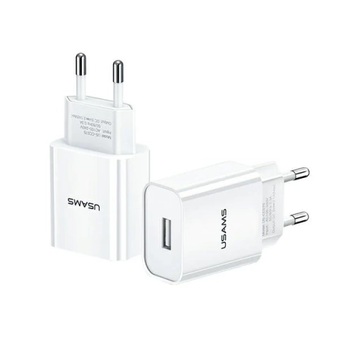 USAMS Nástěnná nabíječka 1x USB T18 2.1A (pouze hlava) bílá/bílá Rychlé nabíjení CC075TC01