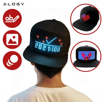 Бейсболка Alogy PixelCap™ LED із RGB-світлодіодним підсвічуванням, Bluetooth Pixels, керування за допомогою мобільного телефону, додаток Pixel, чорна