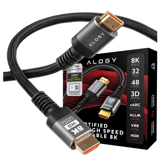 HDMI 2.1 Kabel Alogy 5m 4K 8K PREMIUM KUPFER ULTRA High Speed 60Hz 48GBps Schwarz