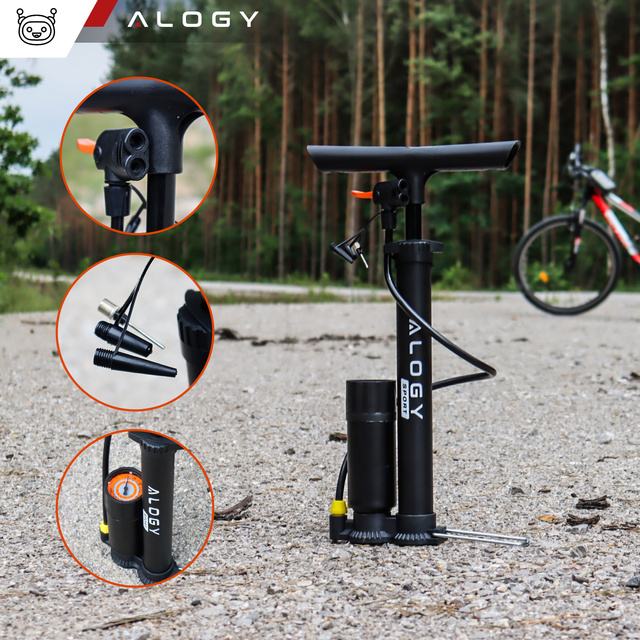 Alogy Bike Pump 160psi s manometrom a rukoväťou, manuálna, čierna