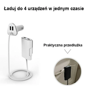 Autonabíječka AWEI C-400 9,6A 4xUSB High Speed ​​bílá/bílá