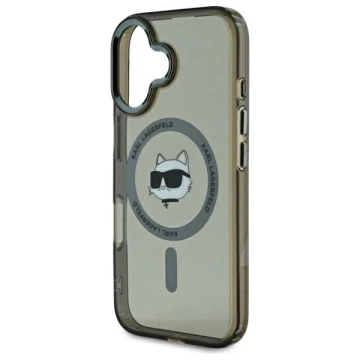 Etui Karl Lagerfeld na iPhone 16 6,1" Czarny Hardcase IML Metal Choupette Head MagSafe
