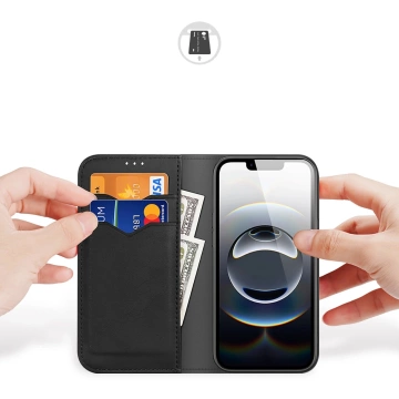 iPhone 16e Dux Ducis Hivo Schutzhülle mit Flip und RFID-Schutz - Schwarz