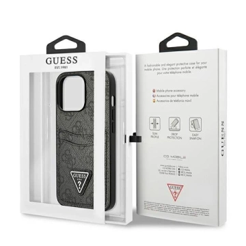 Puzdro Guess na telefón iPhone 13 Pro / 13 6,1" čierne/čierne pevné puzdro 4G Triangle Logo Cardslot