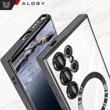 Pouzdro MagSafe pro Apple iPhone 16 Pro Max Alogy Glamour Pouzdro luxusního prstenu zlaté-průhledné