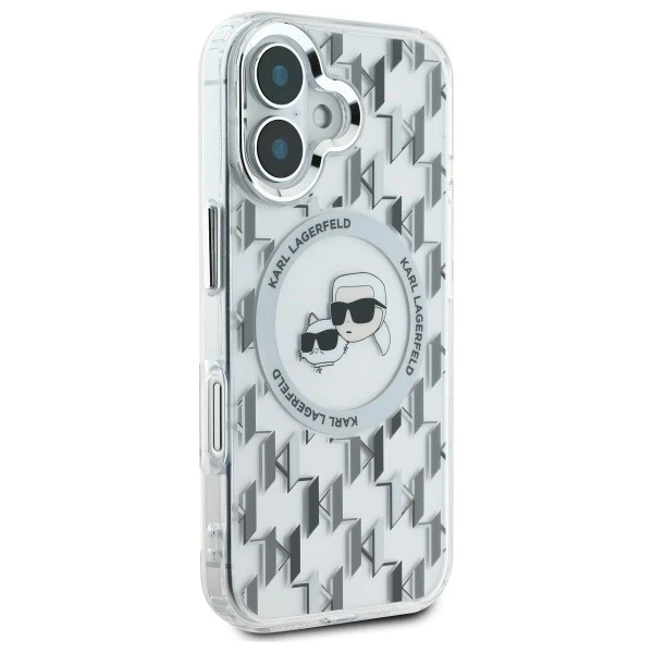 Karl Lagerfeld Hülle für iPhone 16 6,1" Transparent MagSafe IML Monogramm Karl