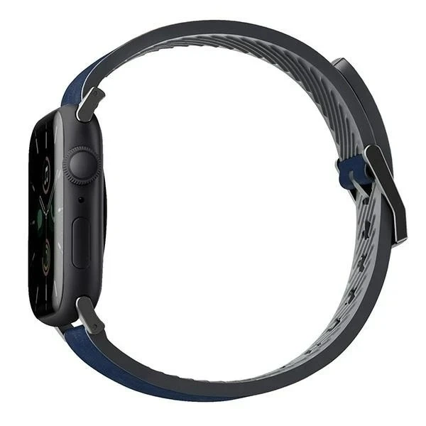 Pasek do chytrých hodinek UNIQ Straden do Apple Watch Series 4/5/6/7/8/SE/SE2/Ultra 42/44/45mm kožený hybridní řemínek niebieski/modrý