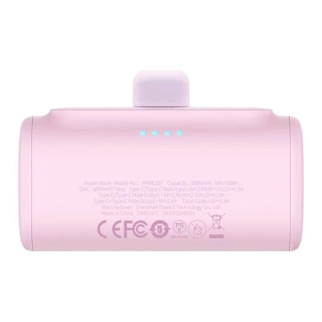 Baseus Compact Powerbank 5000mAh 20W USB-C Mini Fast Charging Pink