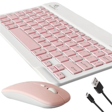 Súprava klávesnice a myši Bezdrôtová myš k notebooku Bluetooth AN-030 Silent Slim Pink and White