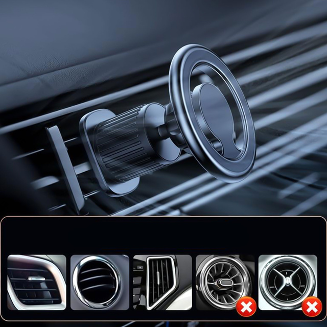 Alogy magnetický držiak do auta pre MagSafe pre iPhone 14 13 12 mriežka čierna