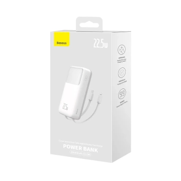 Powerbanka Baseus Comet Series s displejom 20000mAh 22,5W - biely kábel USB-A / USB-C