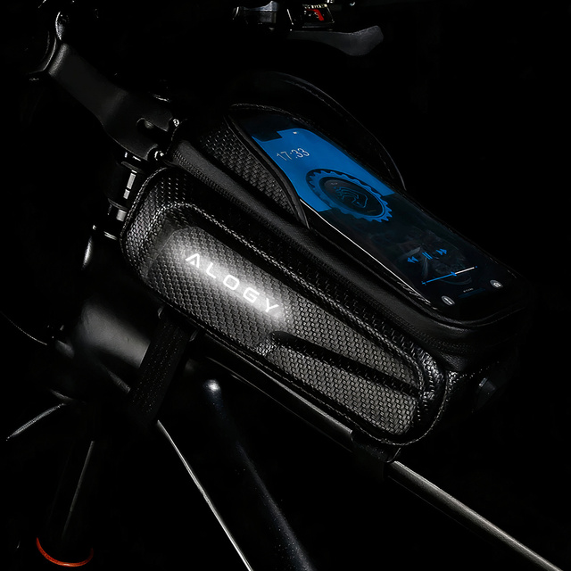 Pouzdro na cyklistickou brašnu na telefon 6,7 palcová brašna držák na rám na kolo prostorný 2l voděodolný Black Alogy
