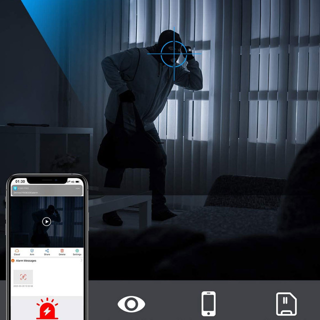 Шпигунська камера Приховане виявлення Стримана міні-веб-камера з передачею даних WiFi Full HD IP black