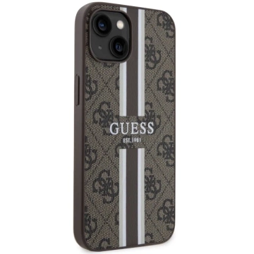 Etui Guess GUHMP14SP4RPSW pro iPhone 14 6,1" brązowý/hnědý pevný obal 4G Printed Stripes MagSafe