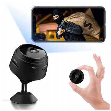 Špionážní kamera Skrytá detekce Diskrétní mini webkamera s přenosem dat WiFi Full HD IP černá