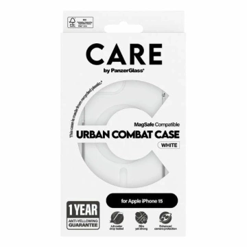 Чохол для iPhone 15 CARE від PanzerGlass Urban Combat 6.1" MagSafe білий