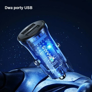 USAMS Car charger C31 3A 2xUSB-A Fast Charge blue/blue CC162CC02 (US-CC162)