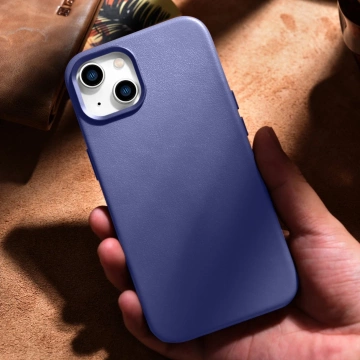 iCarer Case Leather Genuine Leather Phone Case для iPhone 14 Plus Світло-фіолетовий (сумісний з MagSafe)