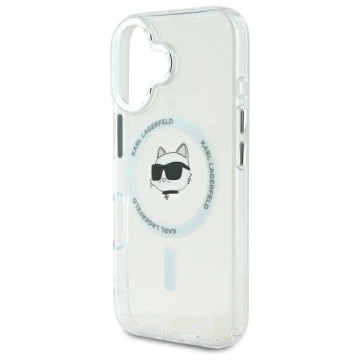 Karl Lagerfeld iPhone 16 Plus 6.7" Case White MagSafe Hardcase IML Metal Choupette Head