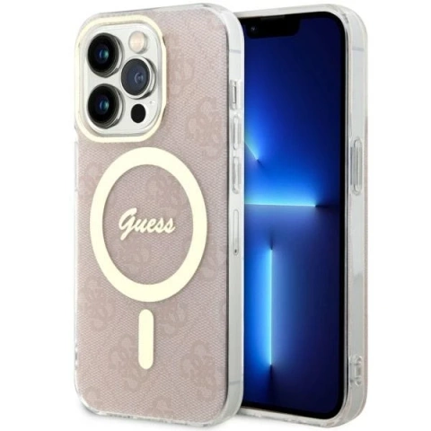 Guess GUHMP14LH4STP puzdro na telefón pre Apple iPhone 14 Pro 6,1" ružovo-ružové pevné puzdro 4G MagSafe