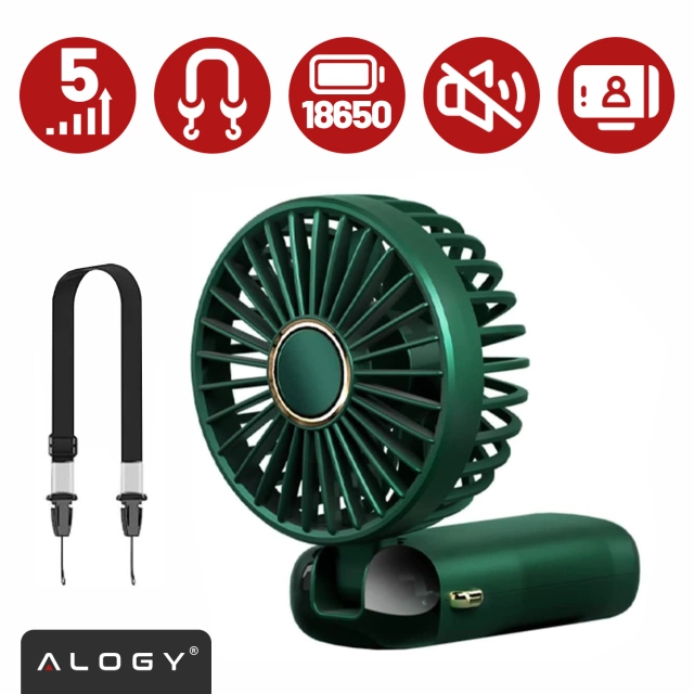 Ventilator Ventilator Handventilator Kabellos Alogy Desktop Tragbarer Handheld mit Telefonhalter USB-C Marineblau