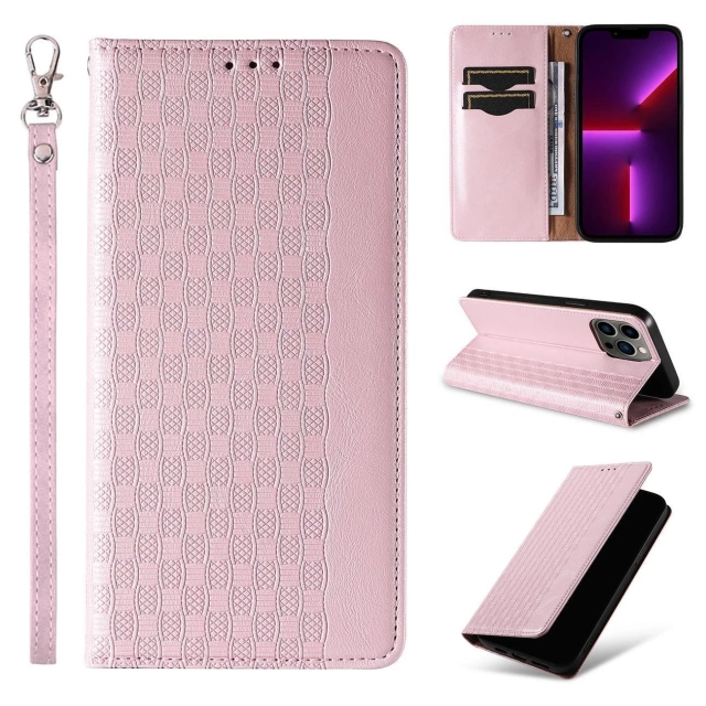 Magnet Strap Case Case pro iPhone 13 Pro Max Pouch Wallet Mini Lanyard Pendant Pink