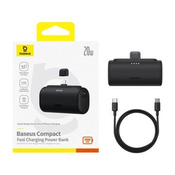 Зовнішній акумулятор Baseus Compact IP 5000mAh 20W Lightning USB-C чорний
