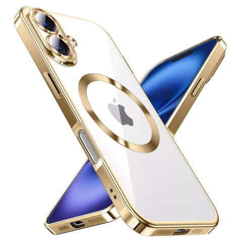 Case MagSafe Case for iPhone 16 Glamour Luxury Slim Ring Alogy case gold transparent