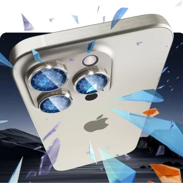 Sklo pre Apple iPhone 16 Pro / 16 Pro Max Ochranná šošovka fotoaparátu 3mk Ochranný kryt šošovky Pro Titanium Grey