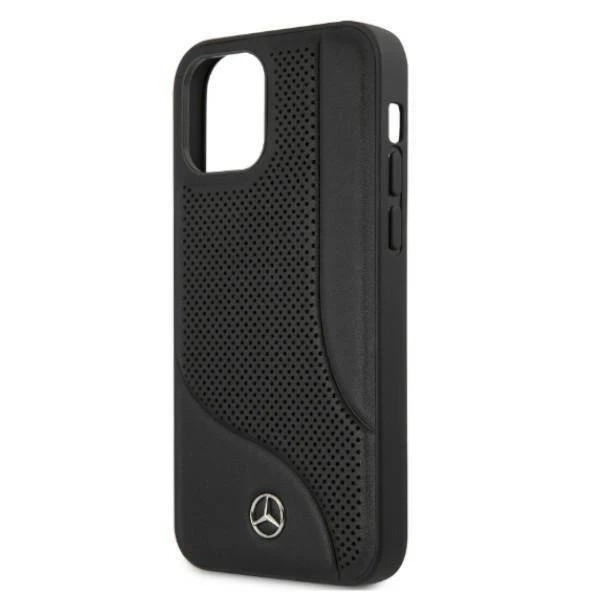Mercedes MEHCP12LCDOBK protective case for Apple iPhone 12 Pro Max 6.7" black/black hardcase Leather Perforated Area