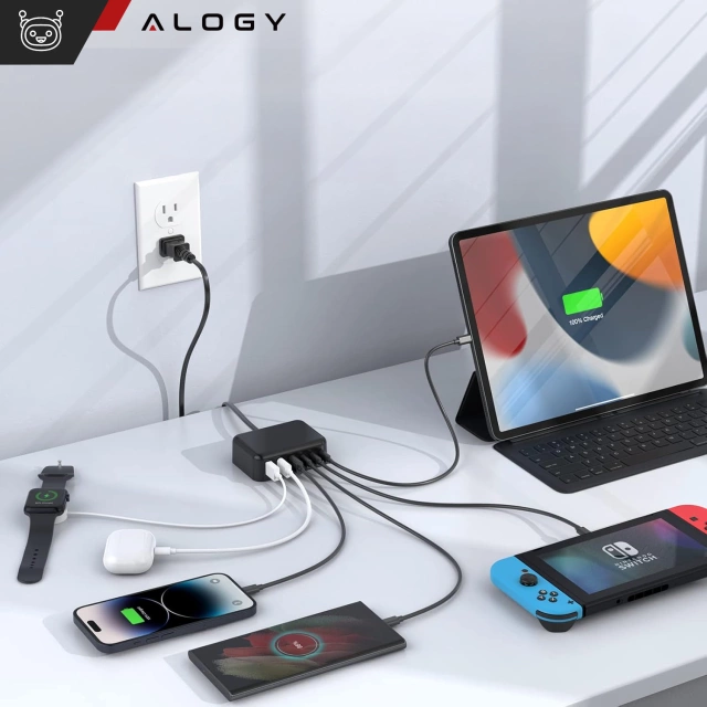 Розгалужувач HUB Alogy Adapter для ноутбука з USB-C на 3x USB-A 2.0 1x USB-A 3.0 сірий