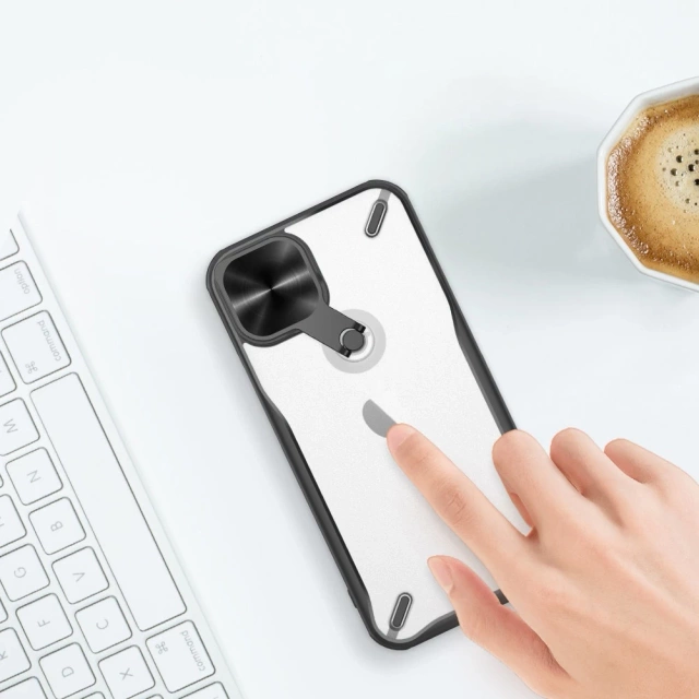 Nillkin Cyclops Case Odolné puzdro s krytom na fotoaparát a skladacím stojanom pre iPhone 13 čierny