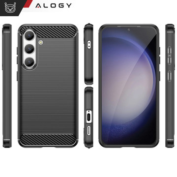 Case for Samsung Galaxy S24 armored back phone cover case Alogy Carbon Silicone black