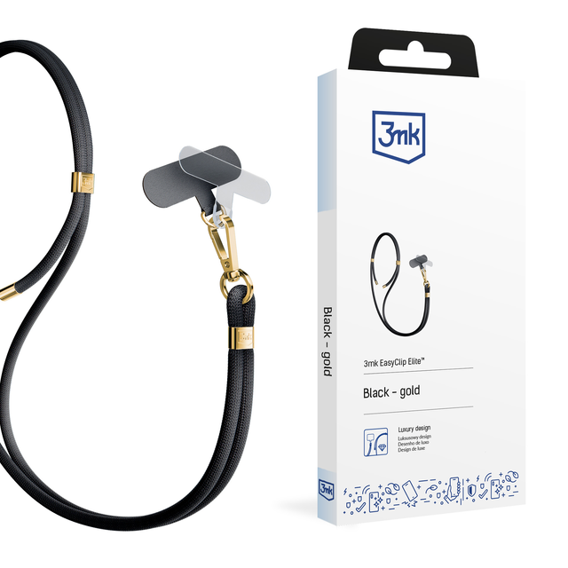 Univerzálna šnúrka na chytanie smartfónu 3mk EasyClip Elite Black (zlatá)