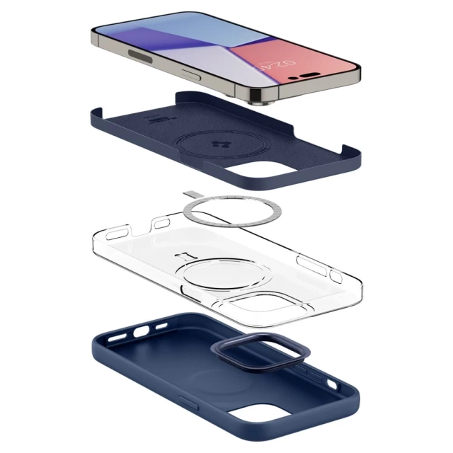 Etui Spigen Silicone Fit Mag MagSafe für Apple iPhone 14 Pro Marineblau