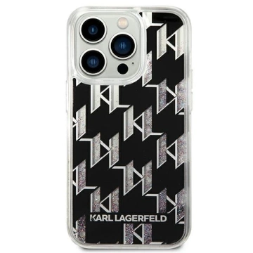 Etui Karl Lagerfeld KLHCP14XLMNMK na iPhone 14 Pro Max 6,7" pevný obal Liquid Glitter Monogram černá/černá