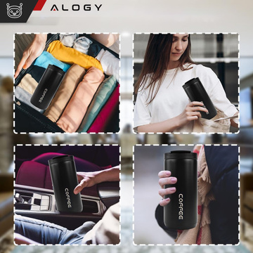 Thermos thermal mug bottle water bottle 400ml for coffee tea yerba mate Alogy Steel Black Washing brush