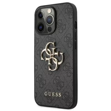 Guess GUHCP13X4GMGGR iPhone 13 Pro Max 6,7" szary/šedé pevné pouzdro 4G velké kovové logo