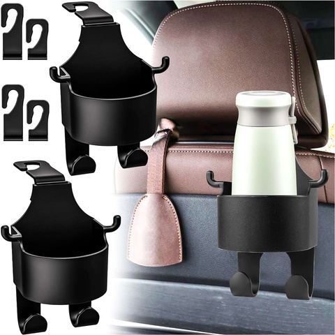 2x Вішалка Тримач Автомобіль Гачок 5в1 для Підголівника сидіння Автомобіль Органайзер для Чашки Напій Alogy Car Чорний