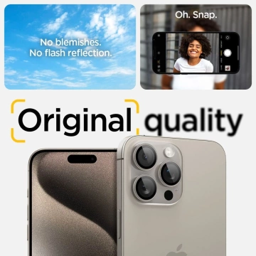 2 x Spigen Optik.TR "Ez Fit" chránič fotoaparátu pre iPhone 14 Pro / Pro Max / 15 Pro / Pro Max Natural Titanium