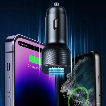 Автомобільний зарядний пристрій Joyroom JR-CCD03 3x USB-A 17 Вт з дисплеєм – чорний