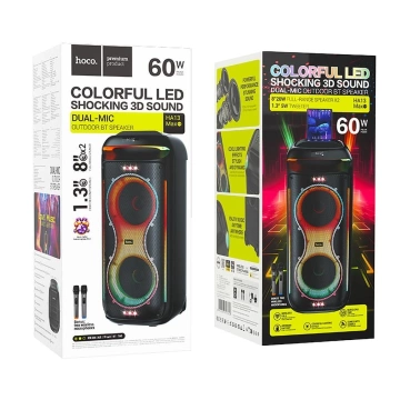 Karaoke sada HOCO HA13 Max 60W, RGB LED, 2× bezdrôtové TWS mikrofóny