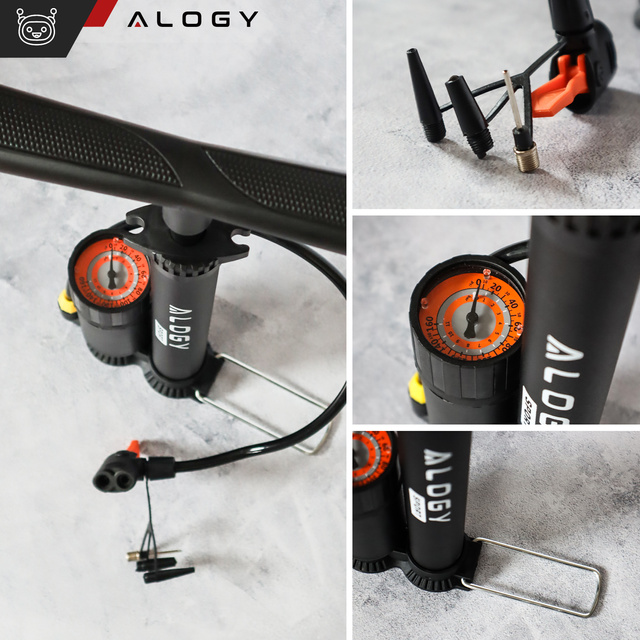 Alogy Bike Pump 160psi s manometrom a rukoväťou, manuálna, čierna