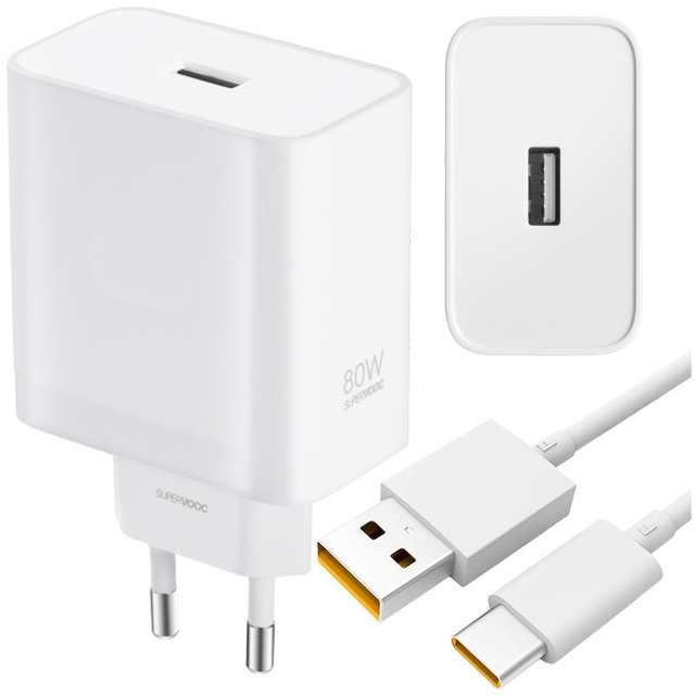 Зарядний пристрій Original Oneplus SUPERVOOC 80W USB Type-A Adapter EU VCB8JAEH Cable DL136 USB-C Type C 65W 1m White