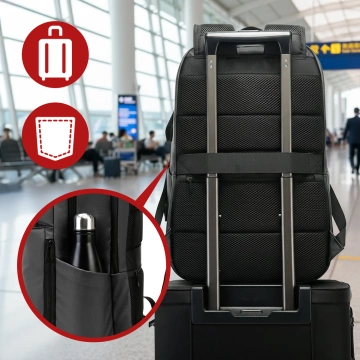 Bange Waterproof Backpack for Laptop 15.6" City Travel 45x30x16 cm for Work Airplane Men's Women's with USB Port Black