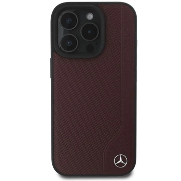 Etui Mercedes до iPhone 16 Pro Max 6.9" Czerwony MagSafe Hardcase MB Wood Imitation Leather