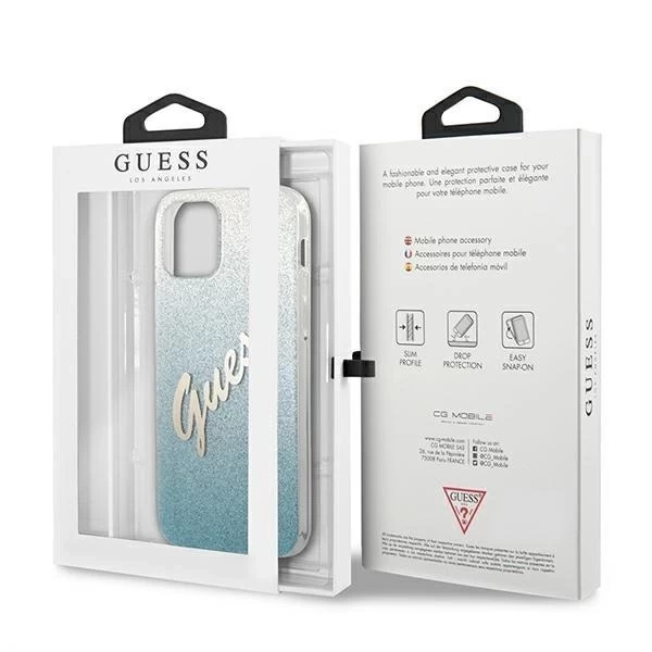 Guess GUHCP12SPCUGLSBL iPhone 12 mini 5,4" niebieski/blaues Hardcase Glitter Gradient Script
