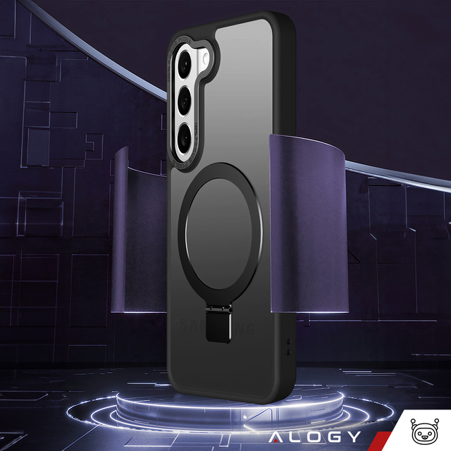 Alogy Stand Ring Case Броньований чохол для телефону MagSafe для Samsung Galaxy S23 Plus матовий чорний