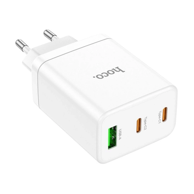 HOCO 2 x USB typ C USB A PD QC3.0 3A 35W nástenná nabíjačka biela