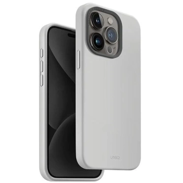 Etui UNIQ Lino Hue do iPhone 15 Pro 6.1" Magclick Nabíjení jasné/křídově šedá
